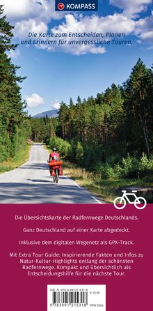 KOMPASS Radfernwegekarte Radfernwege Deutschland 1:550.000, Karten