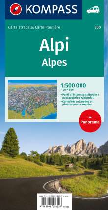 KOMPASS Autokarte Alpen, Alps, Alpi, Alpes 1:500.000, Karten