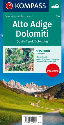 KOMPASS Autokarte Südtirol, Dolomiten 1:150.000, Karten
