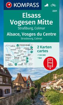 KOMPASS Wanderkarten-Set 2221 Elsass, Vogesen Mitte, Alsace, Vosges du Centre (2 Karten) 1:50.000, Karten
