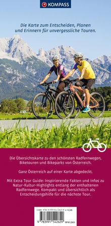 KOMPASS Radfernwegekarte Radfernwege &amp; Biketouren Österreich - Übersichtskarte 1:300.000, Karten