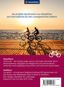 KOMPASS Logo, Titel: "Die perfekte Kombination aus Reiseführer und Fahrradführer für dein unvergessliches Erlebnis." Zwei Radfahrer bei Sonnenuntergang.