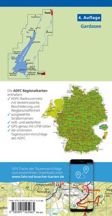 4. Auflage: Gardasee. ADFC Regional­karten bieten Rad­touren, Straßennamen, GPS, Wetterfestigkeit. Karte Deutschland.