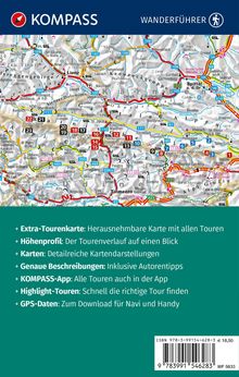 Logo "KOMPASS" und "WANDERFÜHRER" oben; Karte der Lienzer Dolomiten mit farbigen Routen darstellt.