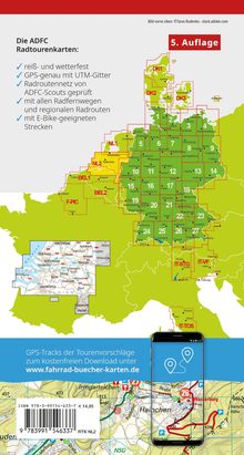 ADFC Radkarten, 5. Auflage, reißfest, wetterfest, geprüft, E-Bike-Strecken, Download auf fahrrad-buecher-karten.de.
