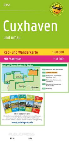 0355 Cuxhaven und umzu. Rad- und Wanderkarte 1:60 000, Mit Stadtplan 1:18 500. www.publicpress.de