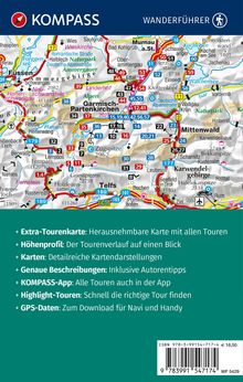 „Extra-Tourenkarte: Herausnehmbare Karte mit allen Touren, + Höhenprofil… KOMPASS.“ Kartendarstellung mit Orten und Straßen.