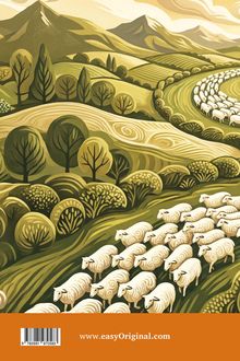www.easyOriginal.com. Eine Illustration mit Hügeln, Bäumen und einer Schafherde auf einem Feldweg in warmen Grün- und Gelbtönen.