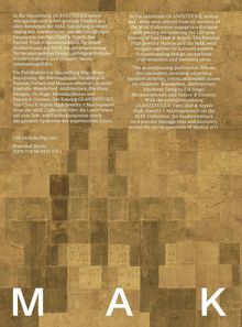 Texte beschreiben die Glanzstücke-Ausstellung, Juwelenhistorie, sechs Kapitel. Unten steht "M A K" auf gold-braunem Patchwork.