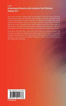 Titel: Archaeological Research on the Societies of Late Prehistoric Xinjiang, Vol 1. Hintergrund: Roter Farbverlauf.