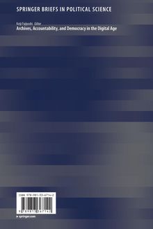 Text: "SPRINGER BRIEFS IN POLITICAL SCIENCE" und "Archives, Accountability, and Democracy in the Digital Age". Streifenmuster.