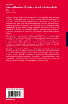 Roter Hintergrund mit weißem Text: "Nina Maadad, Lebanon’s Educational Odyssey From the Arab Spring to the Digital Era". ISBN unten.