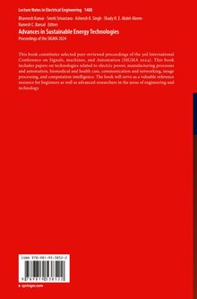 Text über Buchinhalte zu nachhaltigen Energietechnologien. Roter Hintergrund, ISBN mit Barcode unten links.
