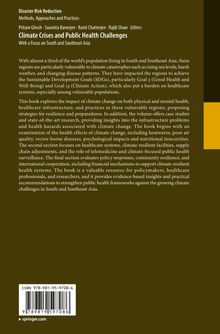 Cover eines Buches. Titel: "Climate Crises and Public Health Challenges", Fokus auf Süd- und Südostasien. Olivegrüner Hintergrund.