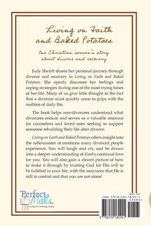 "Living on Faith and Baked Potatoes: One Christian woman's story about divorce and recovery" mit Beschreibung des Inhalts.