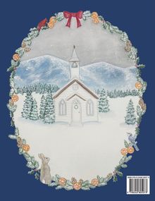 ISBN 978-8-2408-0507-3; Verschneite Kapelle, Tannen, Berge, verziert mit Weihnachtsgesteck, Tieren im Schnee.