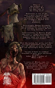 Text über Zombies, Halloween und Konflikte. Illustration zeigt blutige Frau mit zombiehaftem Gesicht und zerfetzten Kleidern.