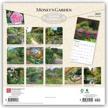 "Monet's Garden", "EARTH FRIENDLY", "2027", "16-Month Calendar". Fotocollage mit Naturmotiven und Kalender.