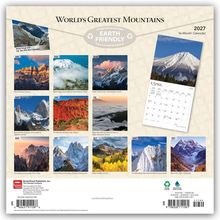 "World's Greatest Mountains" Kalender 2027. Enthält Bilder von Bergen weltweit, darunter Mount Whitney und Mount Cook.