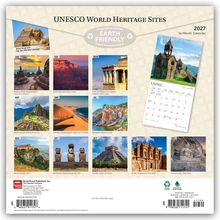 UNESCO World Heritage Sites, Earth Friendly. Kalender von 2027. Bilder von berühmten Weltkulturerbestätten für jeden Monat.