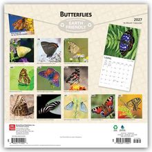 BUTTERFLIES, EARTH FRIENDLY, 2027. Kalender mit Schmetterlingsbildern für jeden Monat, einschließlich April.