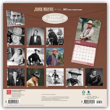 "John Wayne 2027 Official 16-Month Calendar. Earth Friendly. Bilder zeigen John Wayne in verschiedenen Rollen und Posen."