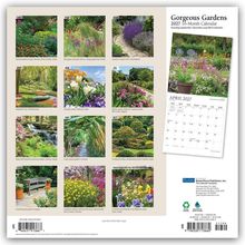 "Gorgeous Gardens 2027 16-Month Calendar". Oben zwölf Monatsbilder von Gärten weltweit, rechts Kalenderblatt für April 2027.