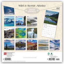 "Wild & Scenic Alaska 2027" Kalender, 16 Monate, mit Naturfotografien von Gletschern, Wäldern und Seen. "Earth Friendly".