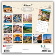 Text: Germany, Earth Friendly 2027 16-Month Calendar. Bilder von verschiedenen Szenen in Deutschland.