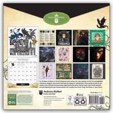 "Plastic-Free Packaging" zeigt Logo, Kalender, Bilder, Texte über Drachen und Kunstwerke. "Andrews McMeel Publishing".