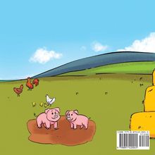 ISBN 979-8-81942-004-5, $12.99. Zwei Zeichentrickschweine im Schlamm, Hühner und Heuballen auf einem Feld.