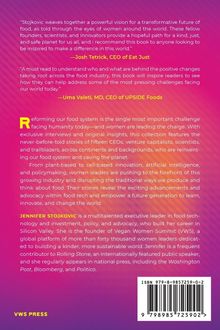 Texte von Josh Tetrick und Uma Valeti loben das Buch über Frauen in der Lebensmittelindustrie. Hintergrund in Lila-Orange.