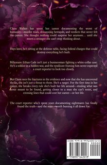 Text erzählt von Claire Walker, einer Gerichtsreporterin, die in einer gefährlichen Welt auf eine Wahrheit stößt. Hintergrund zeigt florale Motive.