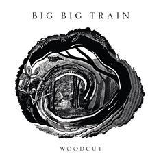 Text: "BIG BIG TRAIN, WOODCUT". 
Illustration eines stilisierten Waldes, gerahmt von floralen Elementen.