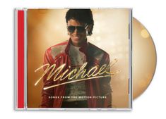 „Michael“ in geschwungener Schrift, darunter „Songs From The Motion Picture“. Eine Person in roter Jacke und Sonnenbrille.
