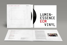 "LUMIN-ESSENCE ECM VINYL" in schwarz/rot. Albumcover und geöffnete Hülle mit Foto und Text.