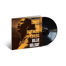 Covertext: "Songs for Distingué Lovers - Billie Holiday". Eine Schallplatte und ein Porträt einer Frau sind abgebildet.