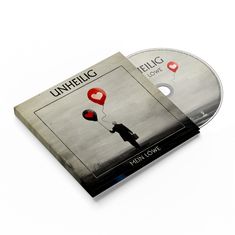 CD-Cover mit der Aufschrift "Unheilig" und "Mein Löwe". Illustration: Person mit zwei Herzballons.