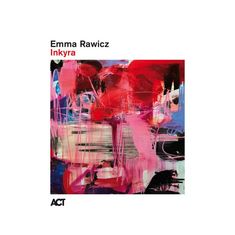 Text: "Emma Rawicz, Inkyra, ACT." Abstrakte Illustration mit kräftigen Rot- und Pinktönen und dynamischen Pinselstrichen.