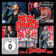 "Metal Church", "Live at Rock Hard 2016", "FSK ab 0 freigegeben". Musiker auf der Bühne mit Instrumenten und Mikrofonen.