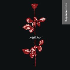 „Violator“ in weißer Schrift, rote Rose, grauer Streifen mit „Depeche Mode“ rechts.