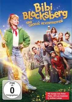 "Bibi Blocksberg: Das große Hexentreffen" in goldener Schrift, Menschen in farbenfroher Kleidung, FSK 0.