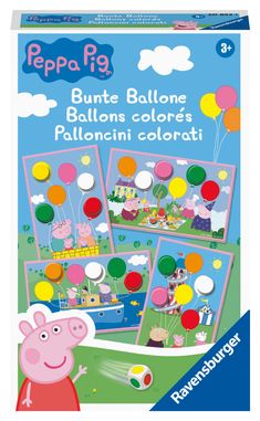 Ravensburger Mitbringspiel - 20853 - Peppa Pig Bunte Ballone - Lustiges Farbwürfelspiel für Kinder ab 3 Jahren, SPL