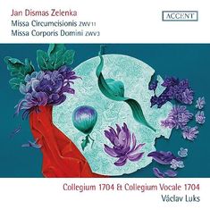 "Jan Dismas Zelenka: Missa Circumcisionis ZWV 11. Missa Corporis Domini ZWV 3. Illustration mit lila Blumen und Blättern."