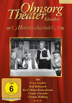 Oberer Text: "Ohnsorg Theater Klassiker – Heiratsschwindel".  
Szene mit fünf Personen am Tisch in Schwarz-Weiß.