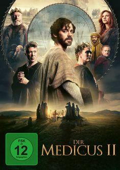 Text: "Der Medicus II" und "Ab 25. Dezember im Kino". Menschen in mittelalterlicher Kleidung, mystische Atmosphäre.