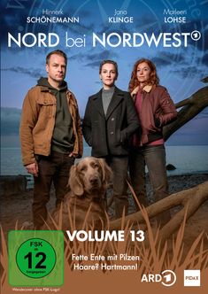 „NORD bei NORDWEST“, „Volume 13“, „Fette Ente mit Pilzen“, drei Personen mit Hund am Strand, ARD-Logo unten.