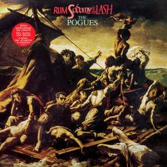 "Rum Sodomy & the Lash", "The Pogues". Menschen auf einem Floß in stürmischer See, inspiriert von einem bekannten Gemälde.