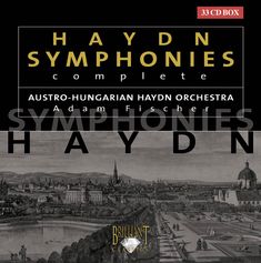 "Haydn Symphonies complete", Austro-Hungarian Haydn Orchestra, Adam Fischer. Schwarz-graues Design mit Stadtansicht.