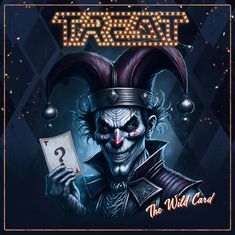 „TREAT“ und „The Wild Card“ steht auf einer Illustration eines grinsenden Clowns mit Jokerhut, der eine Karte hält.
